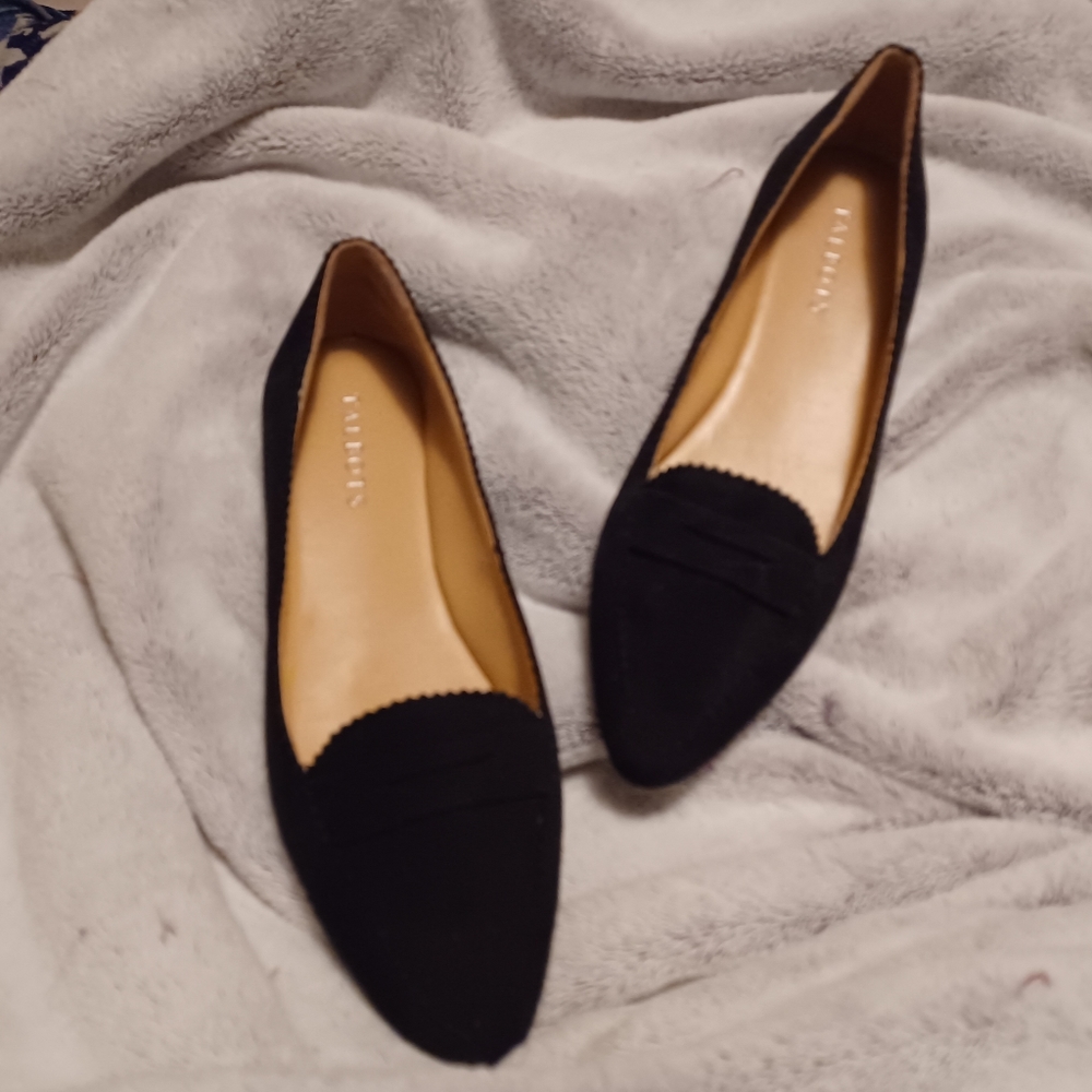 Women's Talbots NEW WOB black suede flats loafers size 8 M